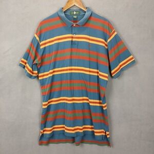 Vintage Hunt Club Polo Shirt Mens XLT Multicolor Cotton Striped Performance Golf